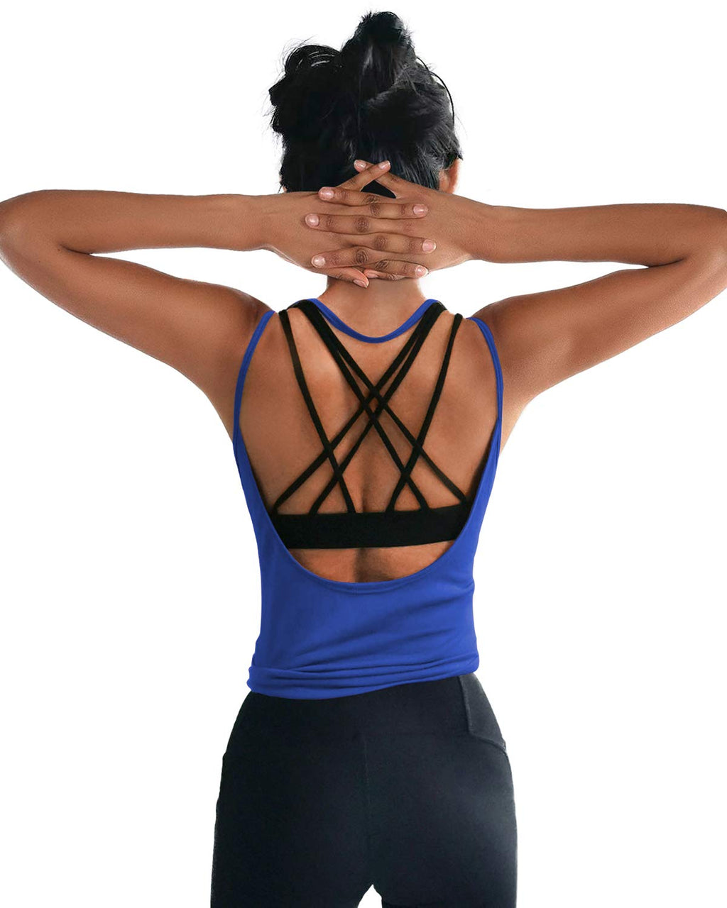 Womens Summer Workout Tops Sexy Backless Yoga Shirts Open Back Activewear Running Sports Gym Tank Tops