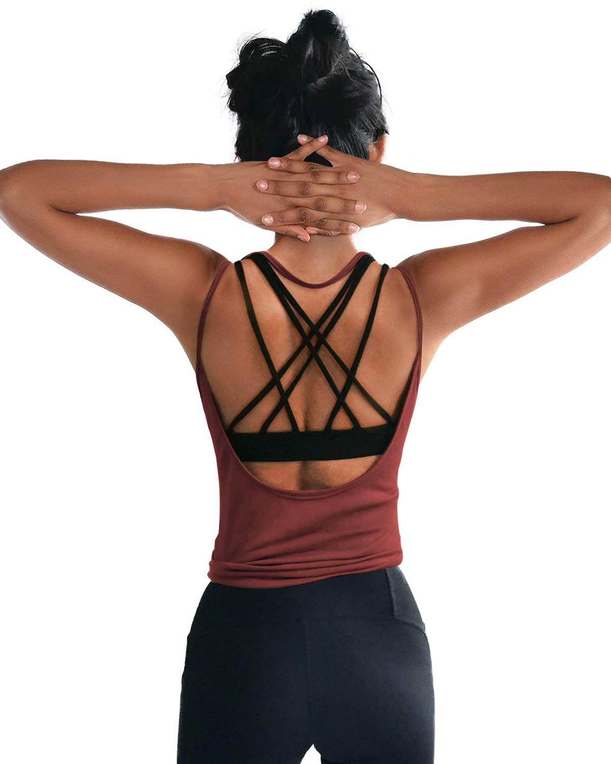 Womens Summer Workout Tops Sexy Backless Yoga Shirts Open Back Activewear Running Sports Gym Tank Tops