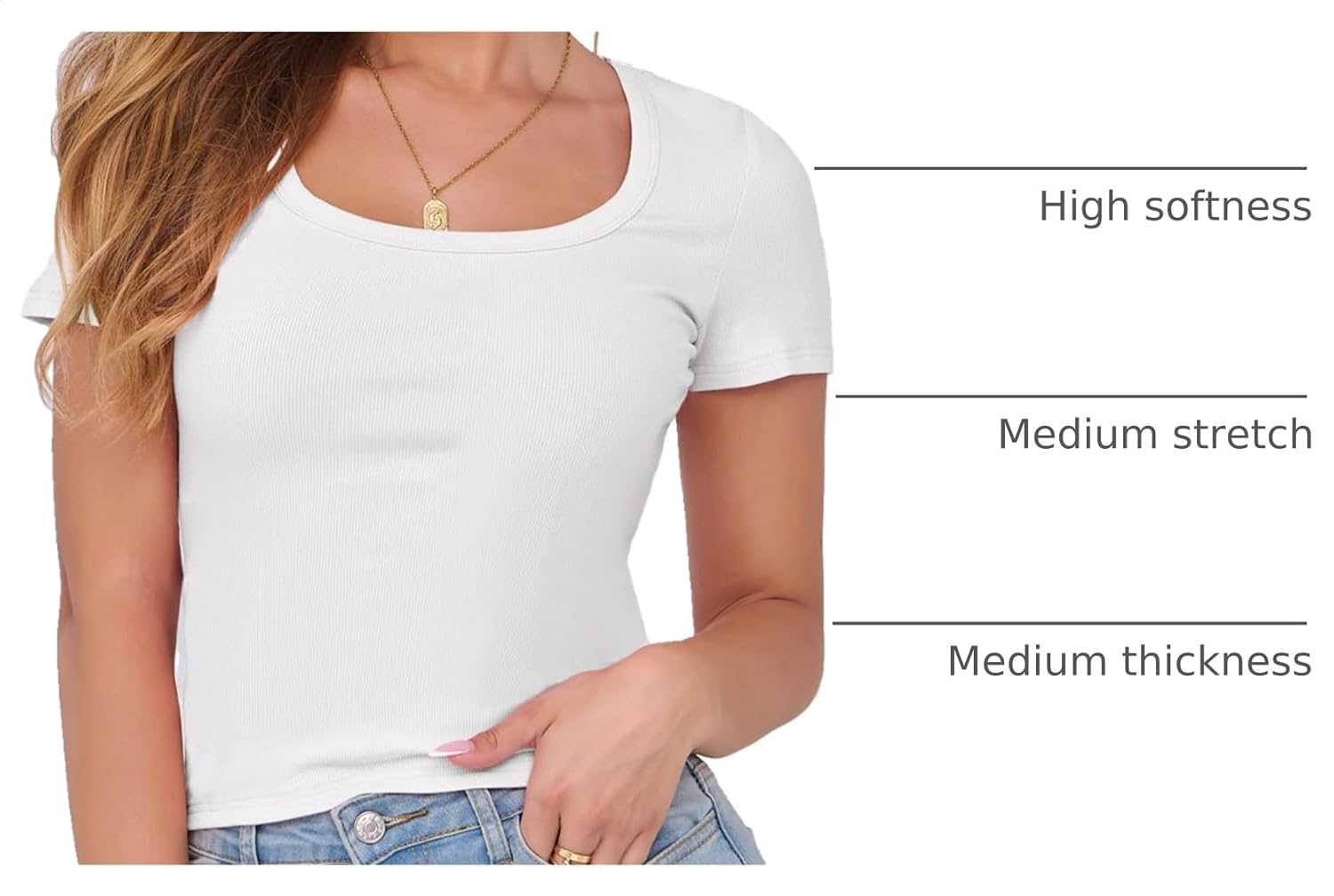 Women Short Sleeve Tops Scoop Neck Ribbed Knit Slim Fitted Basic Tee Shirt Casual Summer Clothes 2026 Spring Outfits