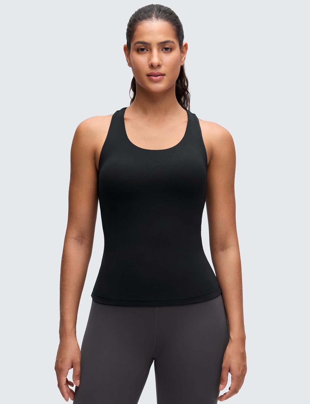 YOGA Racerback Tank Tops | Light Support, Built in Bra, Removable Pads, Yoga, Extremely Soft, Scoop Neck, for Women