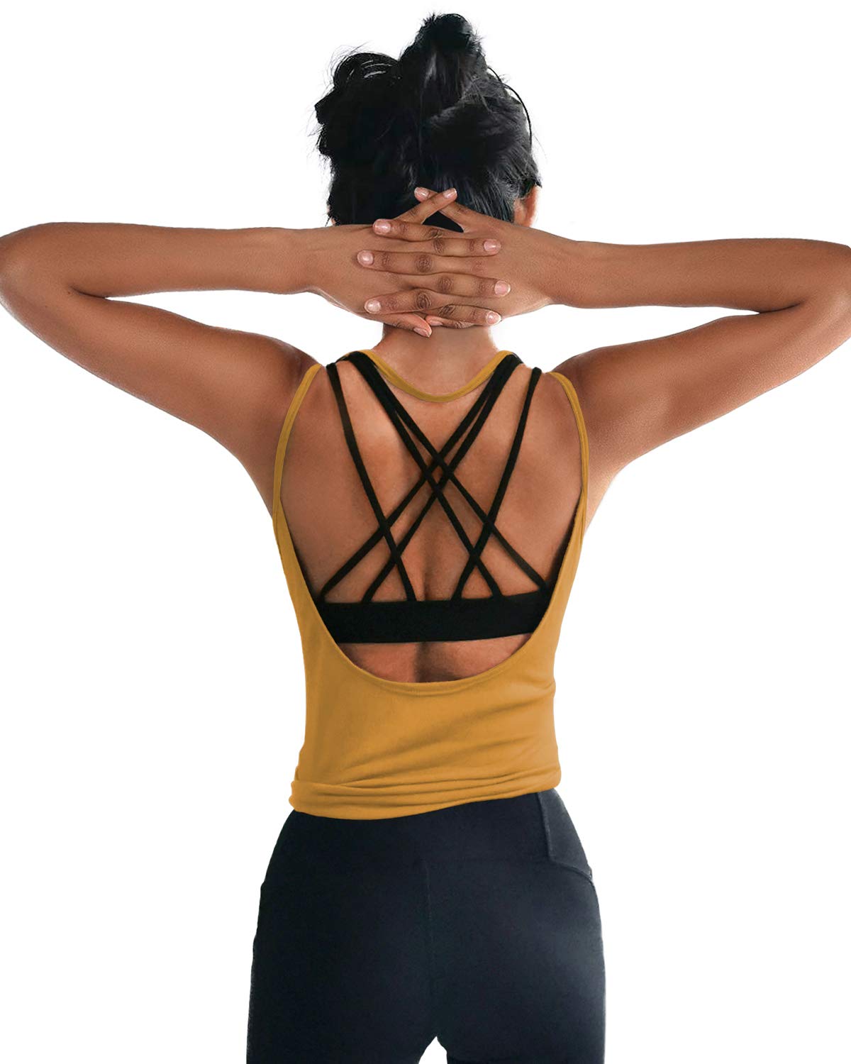 Womens Summer Workout Tops Sexy Backless Yoga Shirts Open Back Activewear Running Sports Gym Tank Tops