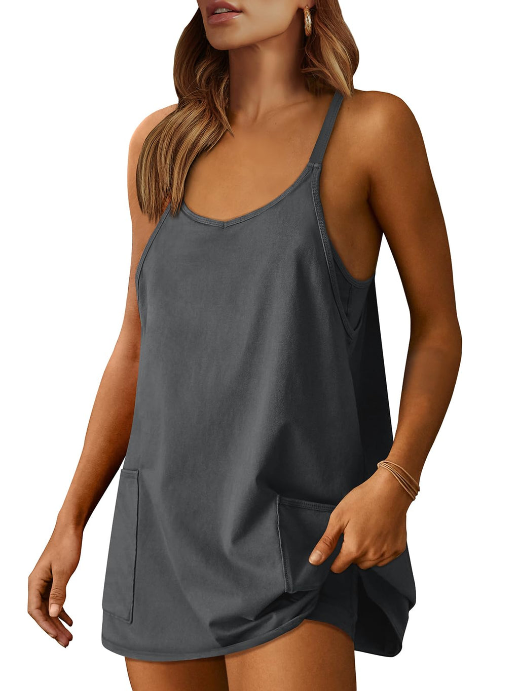 Women Athletic Dress Summer Tennis Workout Active Sports Mini Romper Dress Built in Shorts Travel Vacation Clothes