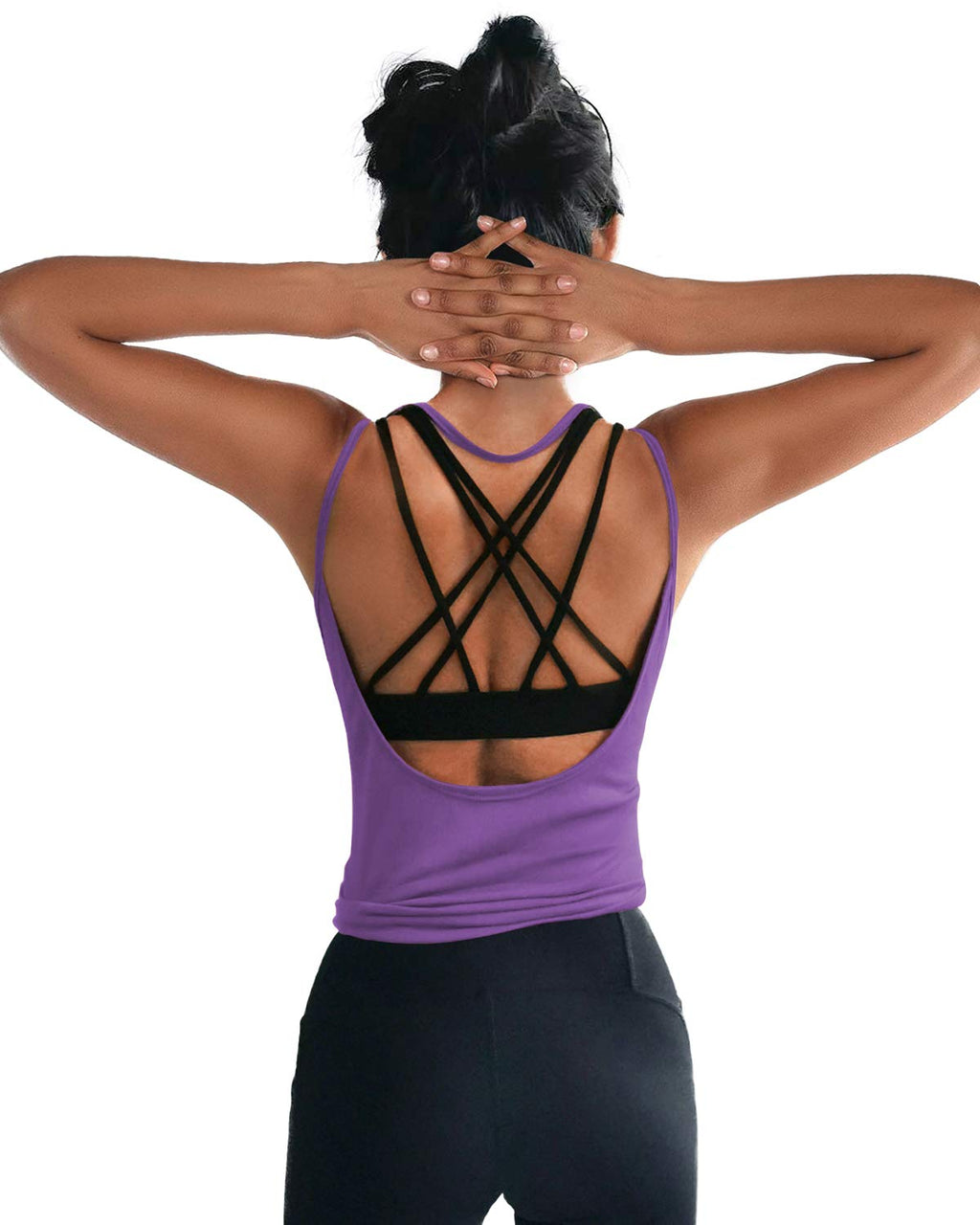 Womens Summer Workout Tops Sexy Backless Yoga Shirts Open Back Activewear Running Sports Gym Tank Tops
