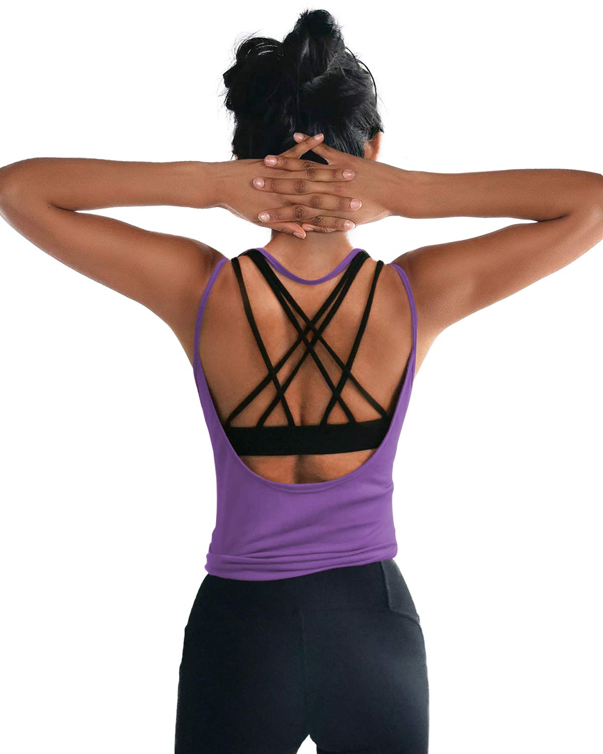 Womens Summer Workout Tops Sexy Backless Yoga Shirts Open Back Activewear Running Sports Gym Tank Tops