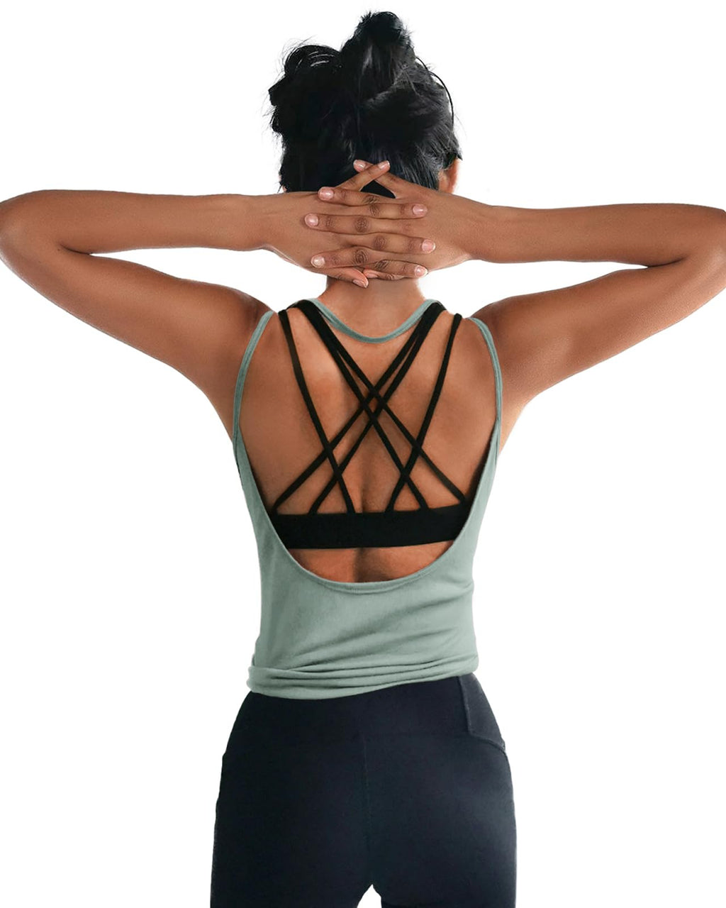 Womens Summer Workout Tops Sexy Backless Yoga Shirts Open Back Activewear Running Sports Gym Tank Tops
