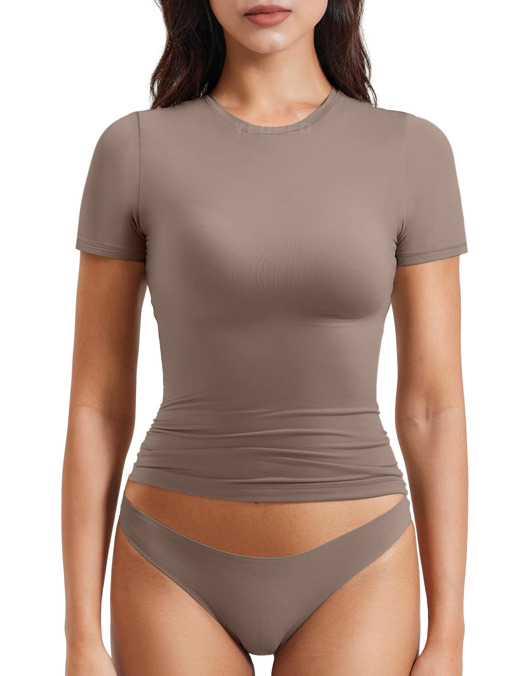 Women Fitted Workout Tops | T Shirts, Short Sleeve, Double Lined, Basic, Y2K, Crew Neck, Buttery Soft,Compression Crop