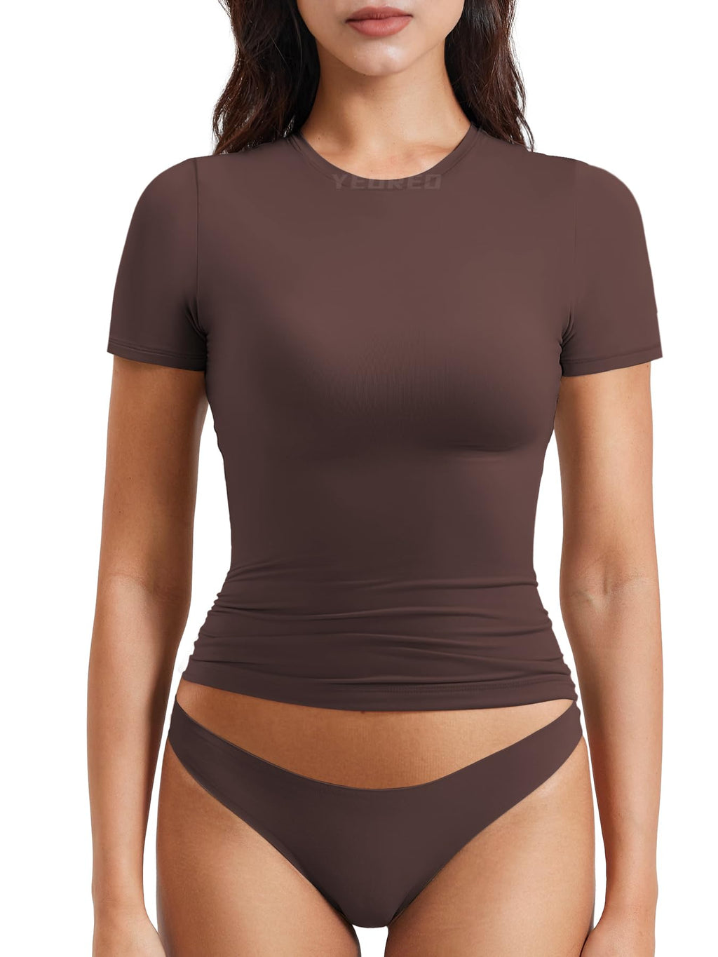 Women Fitted Workout Tops | T Shirts, Short Sleeve, Double Lined, Basic, Y2K, Crew Neck, Buttery Soft,Compression Crop