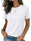 Womens Tshirt Short Sleeve Summer Tops Crewneck Casual Basic Tee Shirts Spring Clothes Trendy Outfit