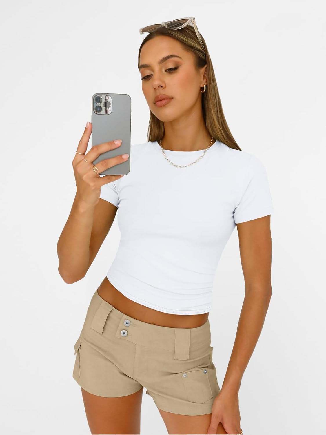 Women's Crewneck Short Sleeve T-Shirt Sexy Slim Fit Basic Going Out Tops