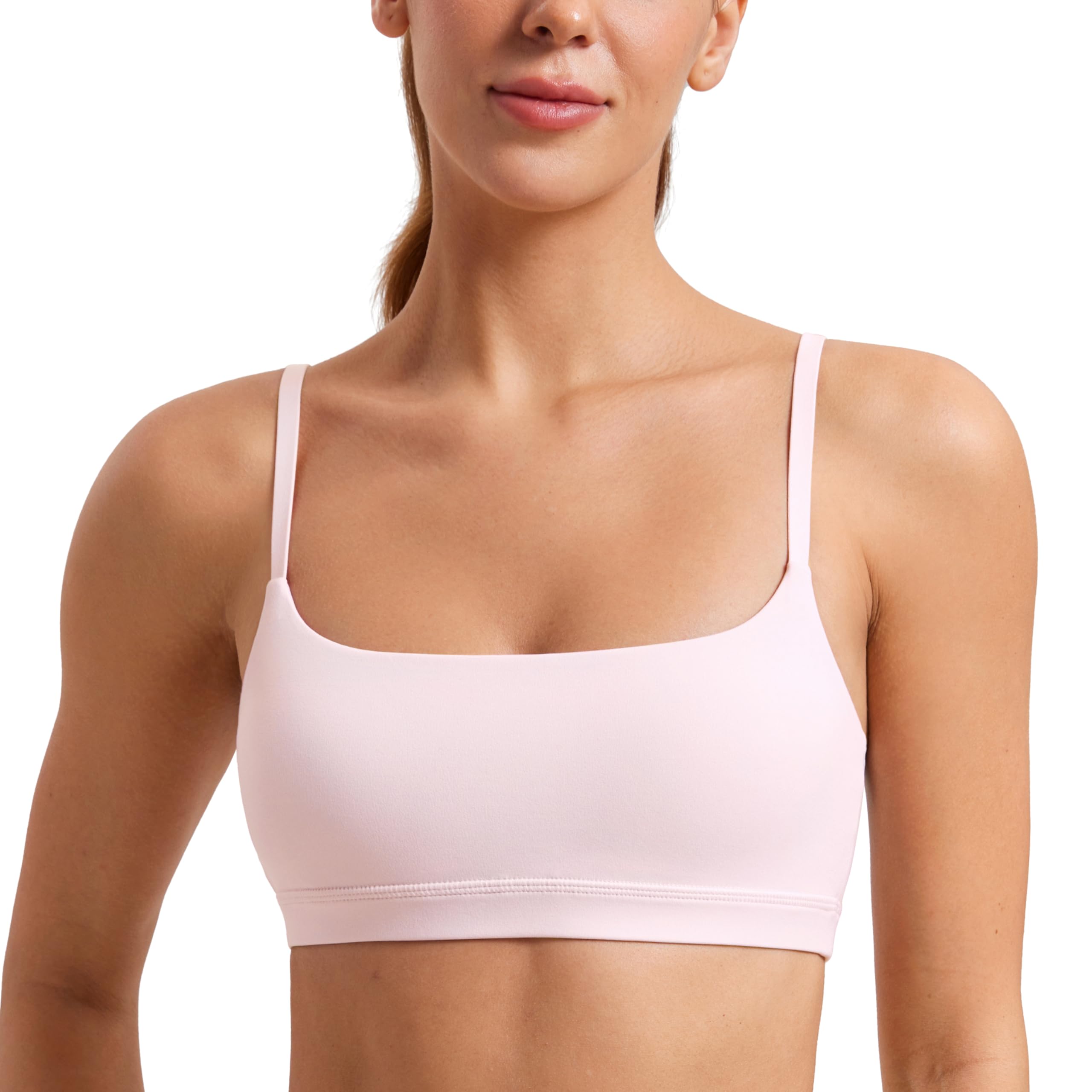 YOGA Scoop Neck Sports Bras | Light Support, Removable Pads, Yoga, Extremely Soft, U Back, Adjustable Spaghetti Straps, for Women