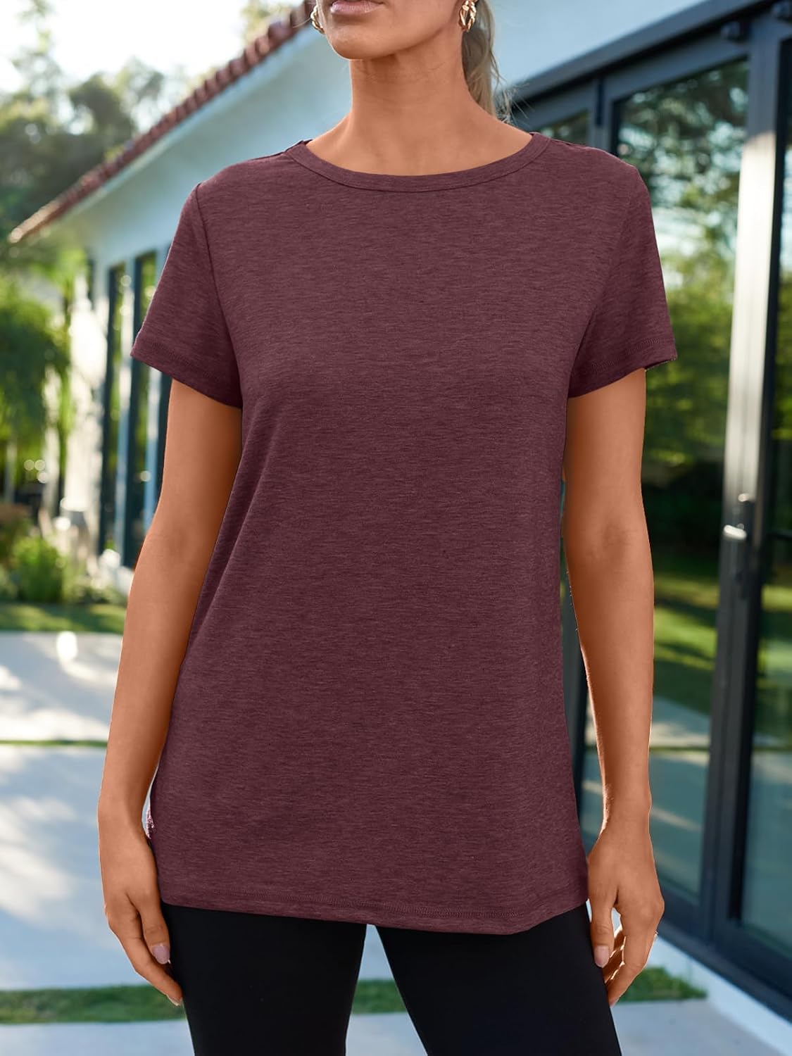Women's Short Sleeve Shirts Summer Tops Crew Neck Basic Tees Casual Tshirts