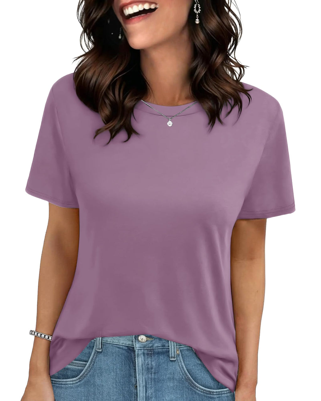T Shirts for Women - Short Sleeve Spring Summer Tops Soft Basic Tees Beach Vacation Clothes for Casual 2026