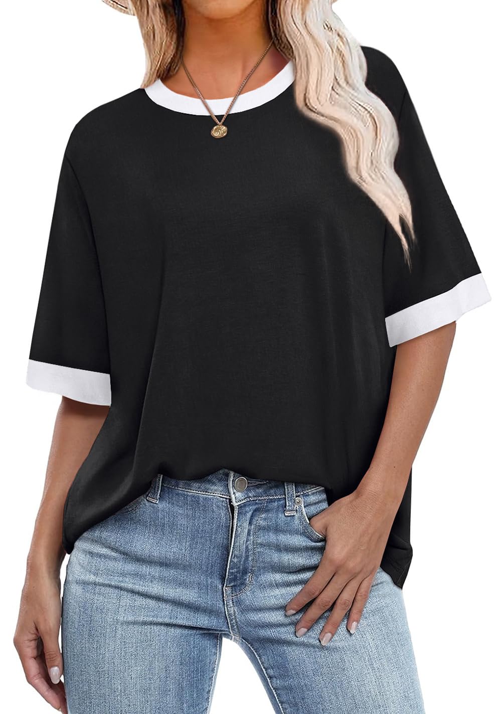 Summer Tops for Women 2026 Short Sleeve Shirts Dressy Casual Crew Neck Tshirts Fashion