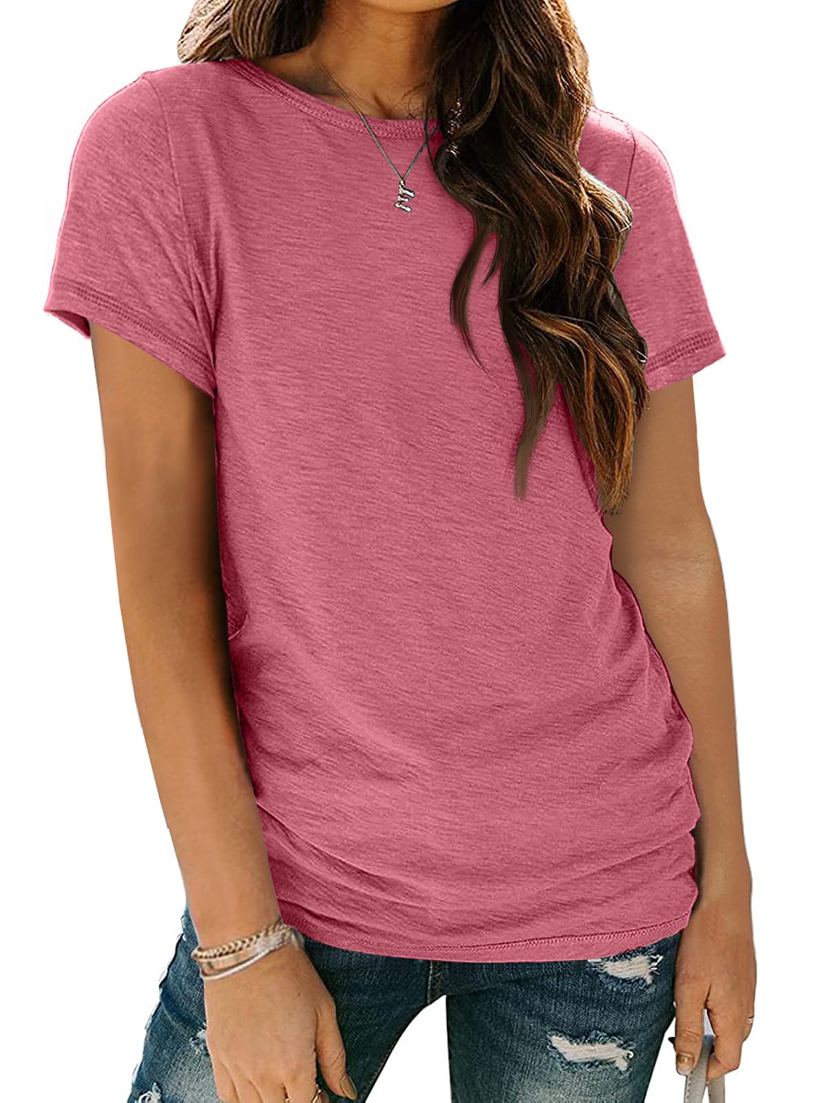 Women's Short Sleeve Shirts Summer Tops Crew Neck Basic Tees Casual Tshirts