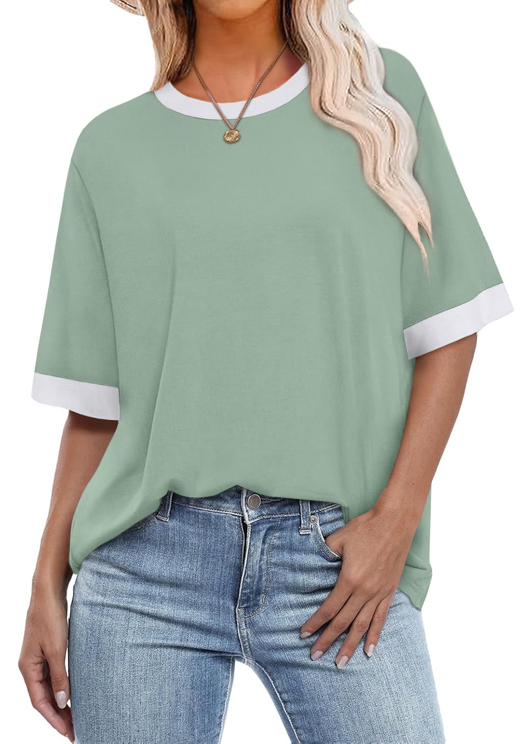 Summer Tops for Women 2026 Short Sleeve Shirts Dressy Casual Crew Neck Tshirts Fashion
