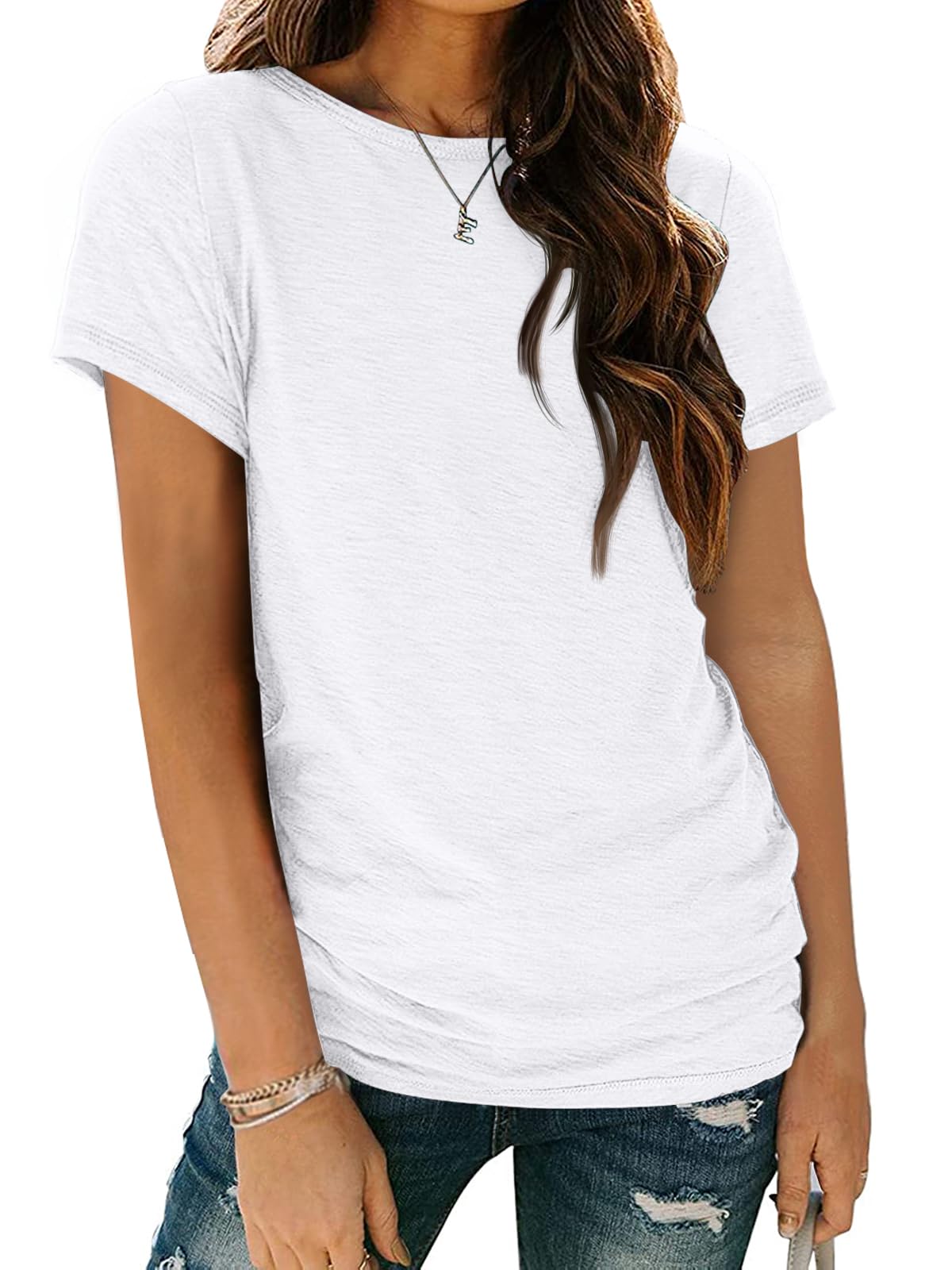 Women's Short Sleeve Shirts Summer Tops Crew Neck Basic Tees Casual Tshirts