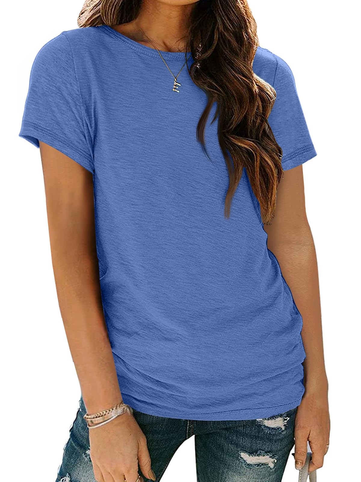 Women's Short Sleeve Shirts Summer Tops Crew Neck Basic Tees Casual Tshirts