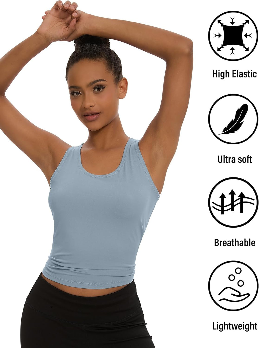 5 Pack Women's Workout Racerback Tank Tops No Built-in Bra | Fitted, Spandex, Yoga, Active, Exercise, Athletic, Running, Gym, Sports, Crop, Tops, for Women