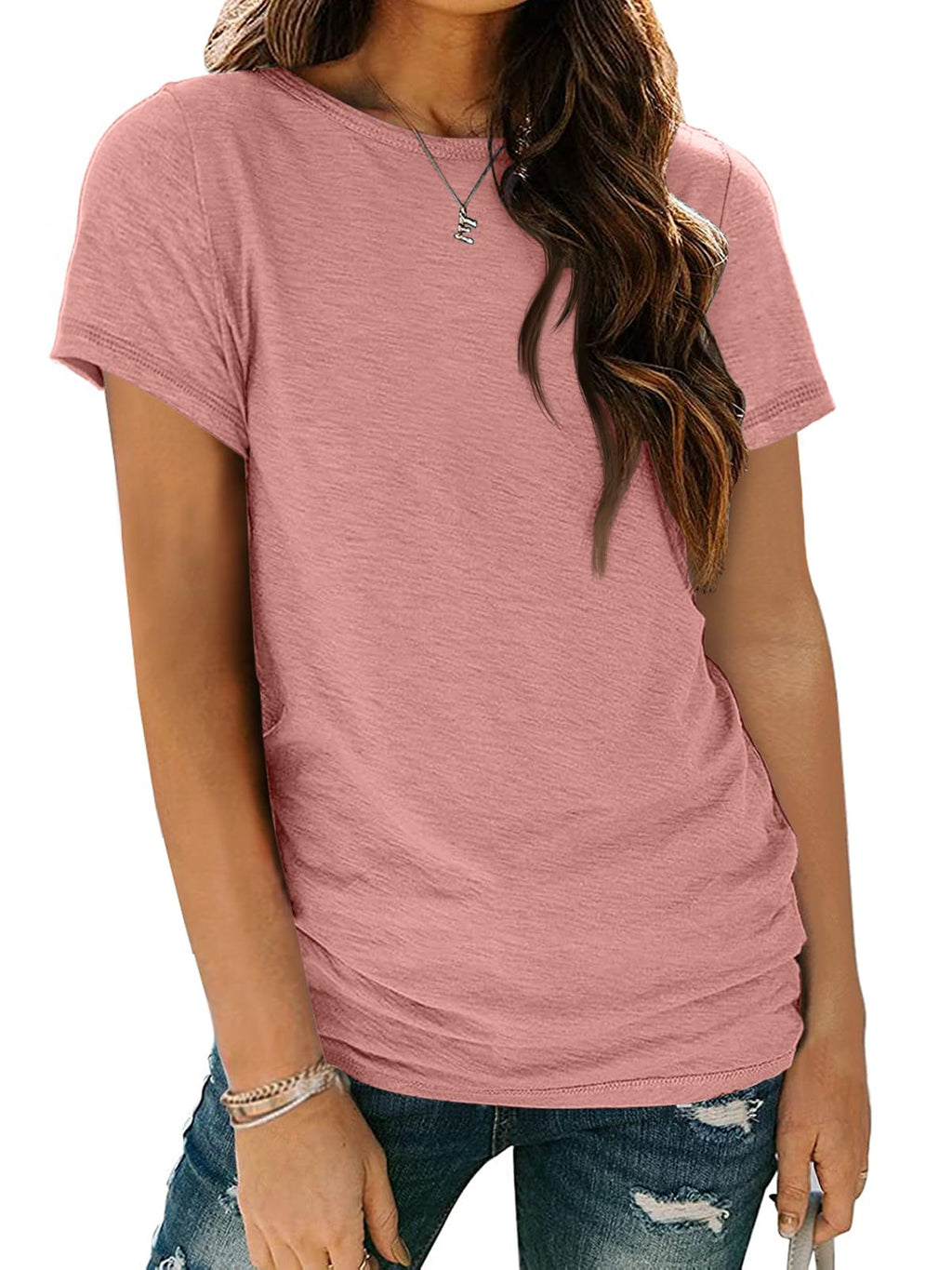 Women's Short Sleeve Shirts Summer Tops Crew Neck Basic Tees Casual Tshirts