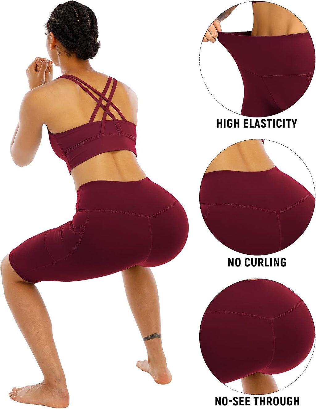 4 Pack Biker Yoga Shorts with Pockets for Women,High Waisted Athletic Running Workout Gym Shorts Tummy Control