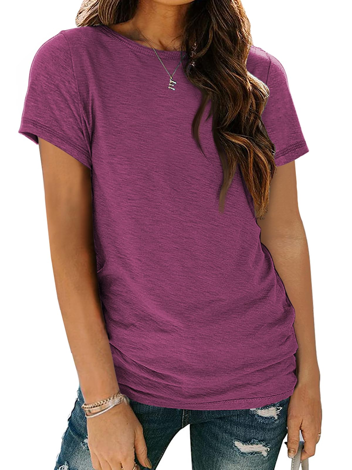 Women's Short Sleeve Shirts Summer Tops Crew Neck Basic Tees Casual Tshirts