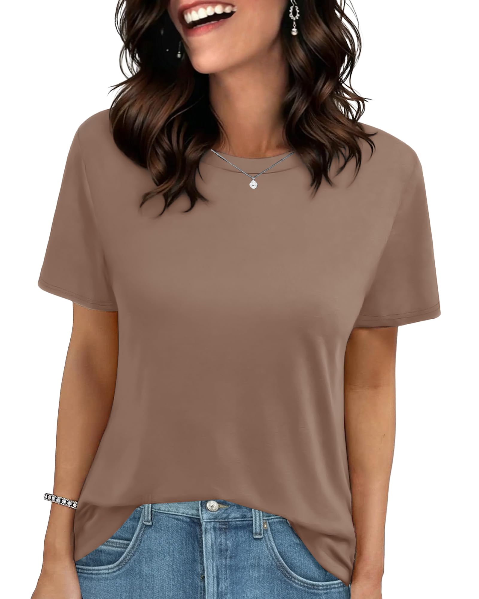 T Shirts for Women - Short Sleeve Spring Summer Tops Soft Basic Tees Beach Vacation Clothes for Casual 2026