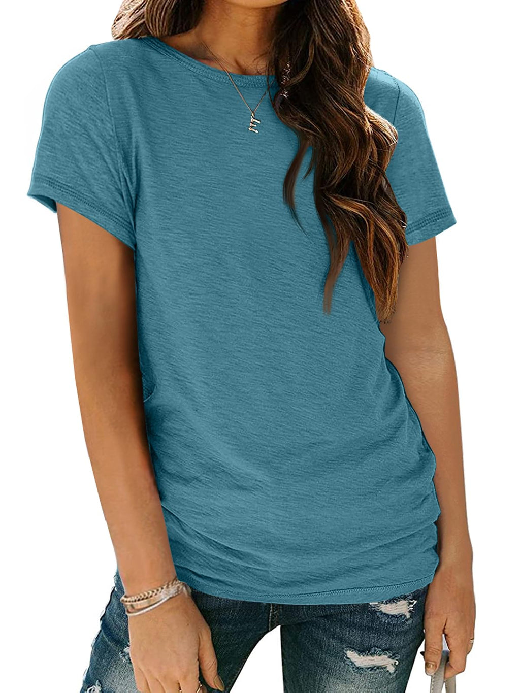 Women's Short Sleeve Shirts Summer Tops Crew Neck Basic Tees Casual Tshirts