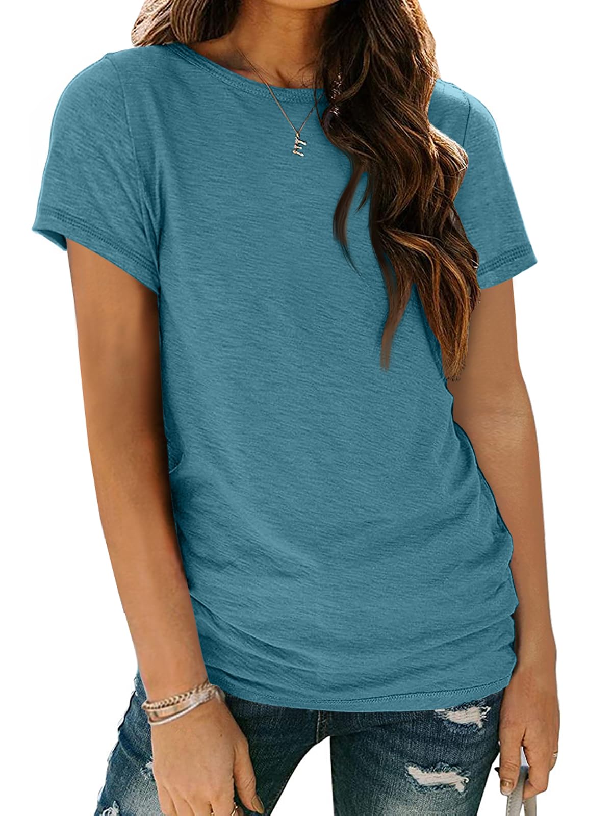 Women's Short Sleeve Shirts Summer Tops Crew Neck Basic Tees Casual Tshirts