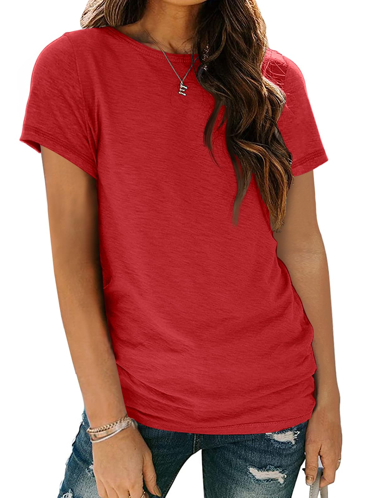 Women's Short Sleeve Shirts Summer Tops Crew Neck Basic Tees Casual Tshirts
