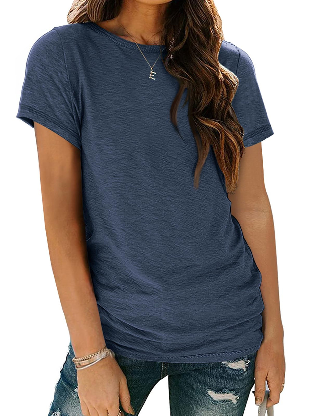 Women's Short Sleeve Shirts Summer Tops Crew Neck Basic Tees Casual Tshirts