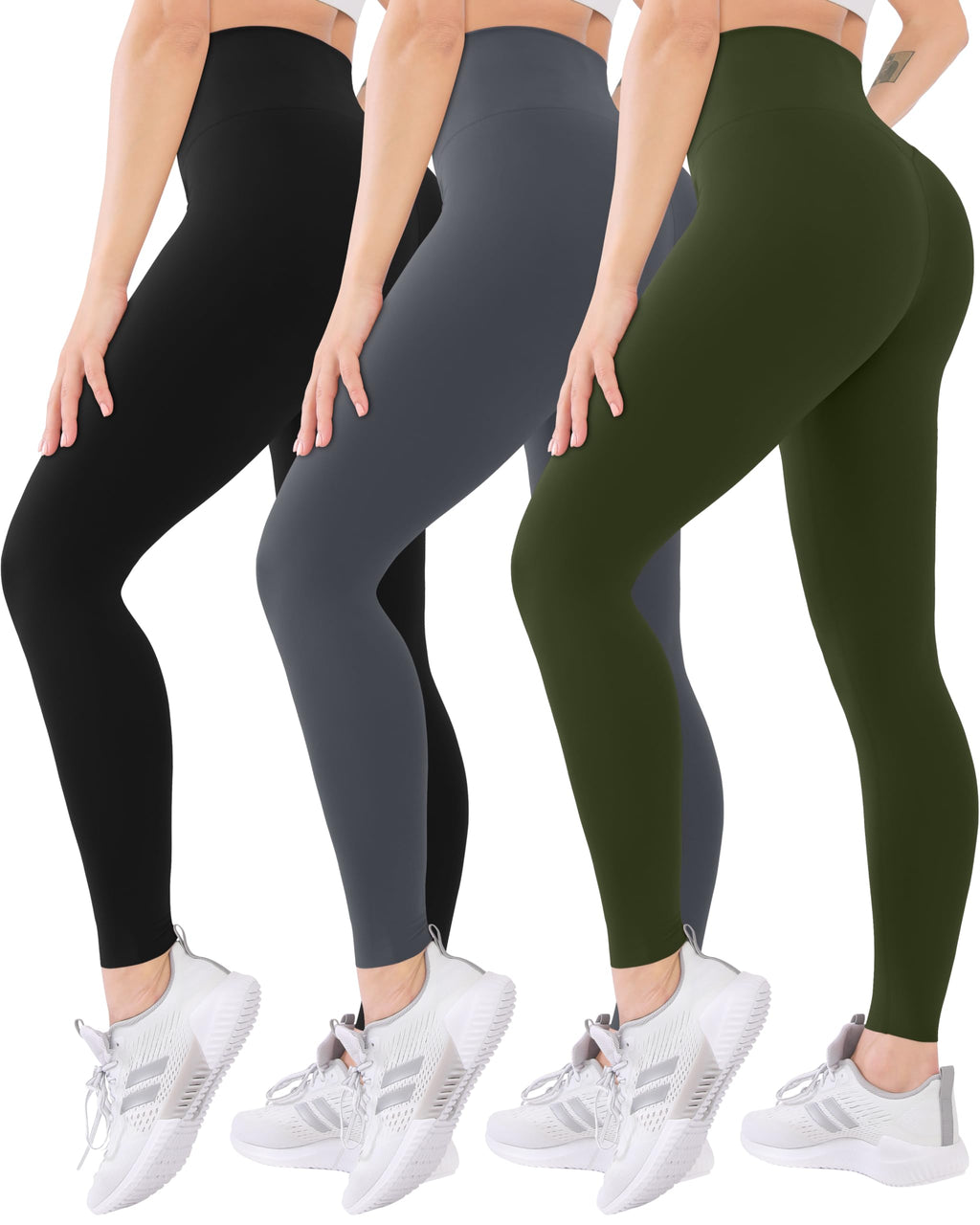 3 Pack High Waisted Leggings for Women with Pockets Soft Active Tummy Control Pants for Yoga Running & Daily Wear