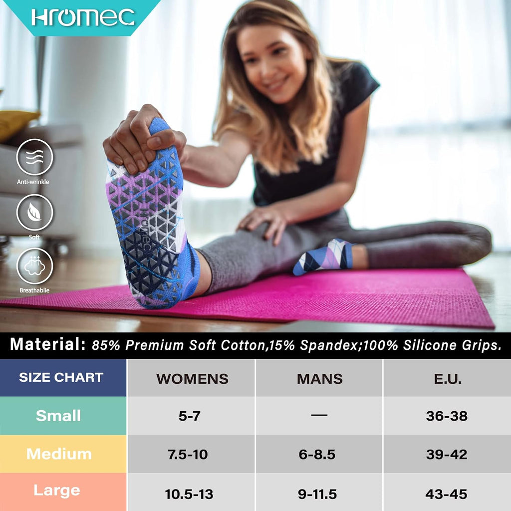 Pilates Socks Non Slip Grips for Yoga Barefoot Ballet Barre Hospital | Versatile Non-Slip Grippy Socks for Yoga, Pilates, Barre, Ballet, Gym, Hospital, Physiotherapy, Elderly, Pregnancy