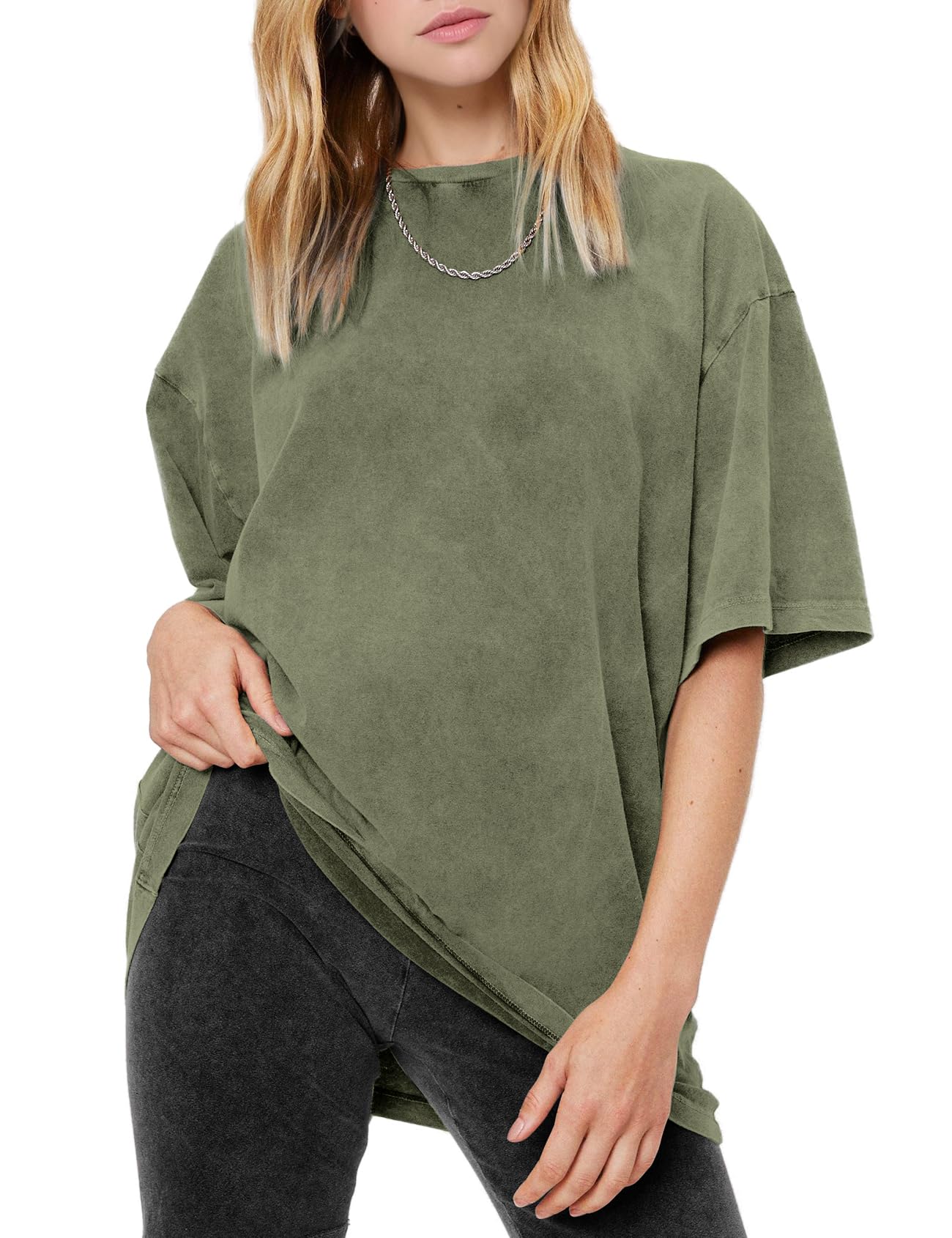 Women's Vintage Oversized T Shirts Washed Cotton Short Sleeve Tops | Soft Cotton Acid Wash Tees, Loose Baggy Boyfriend Fit, Gym, Workout, Streetwear, Casual Daily Outfits