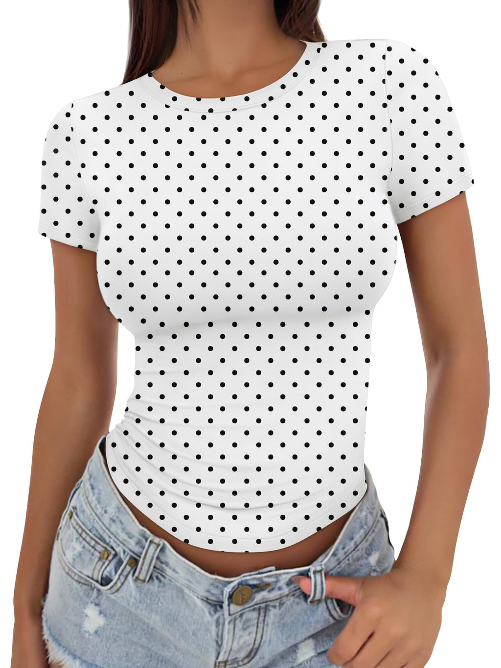 Womens Fitted Short Sleeve Shirt Buttery Soft Top Stretchy Tee | Crewneck Crop, Basic T, Workout Gym Outfits, Cute Summer, Y2k Going Out, Fashion Clothing, Compression Streetwear
