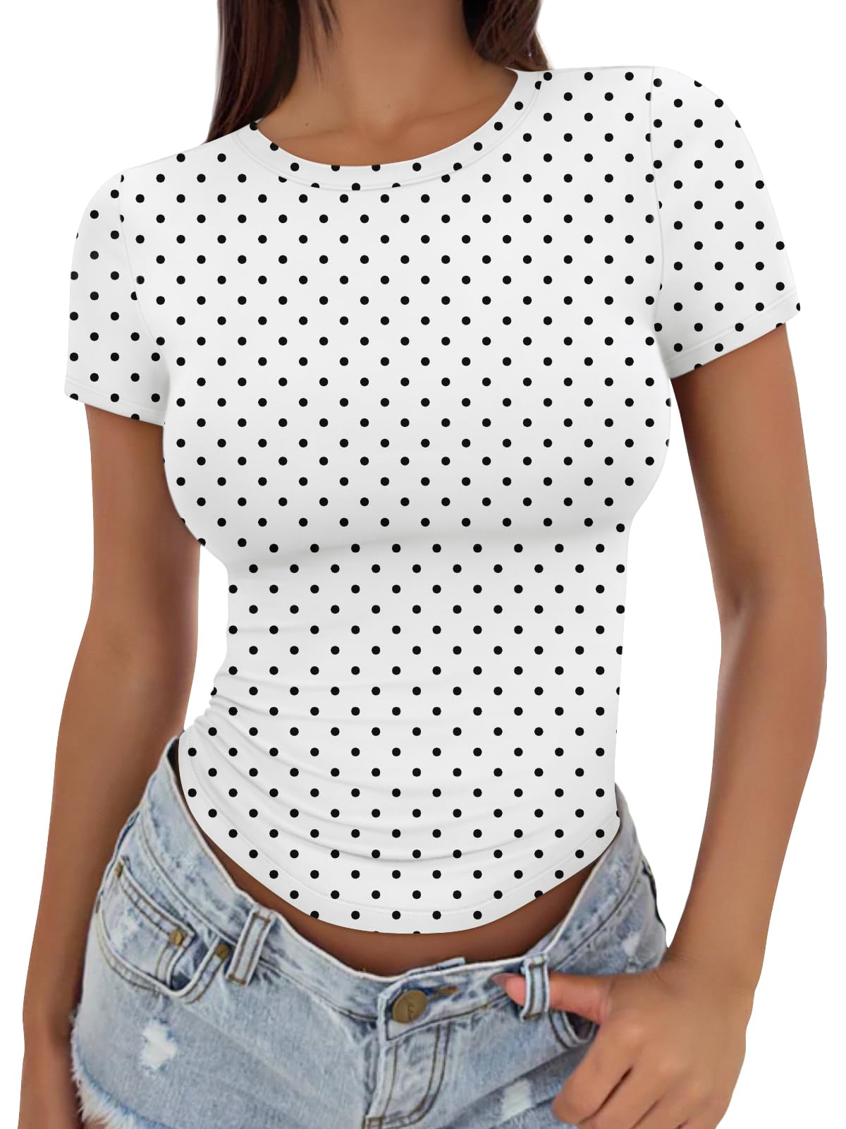 Womens Fitted Short Sleeve Shirt Buttery Soft Top Stretchy Tee | Crewneck Crop, Basic T, Workout Gym Outfits, Cute Summer, Y2k Going Out, Fashion Clothing, Compression Streetwear