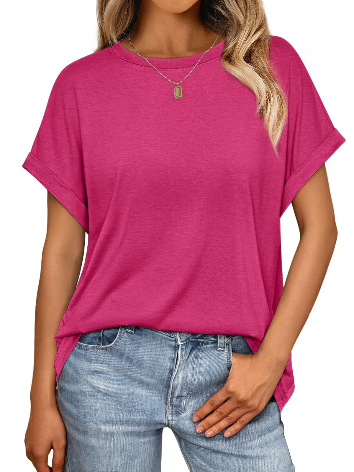Women's Oversized Short Sleeve T Shirts Summer Tops | Plus Size Tshirt, Slim Fit, Dressy Casual Work Tee, Lightweight Soft Fabric, Spring Clothes, Cute Fashion Outfits