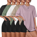 5 Pack Womens Oversized T Shirts Workout Short Sleeve Summer Tops | Loose fit plus size crew neck tee, Baggy, Casual daily summer wear