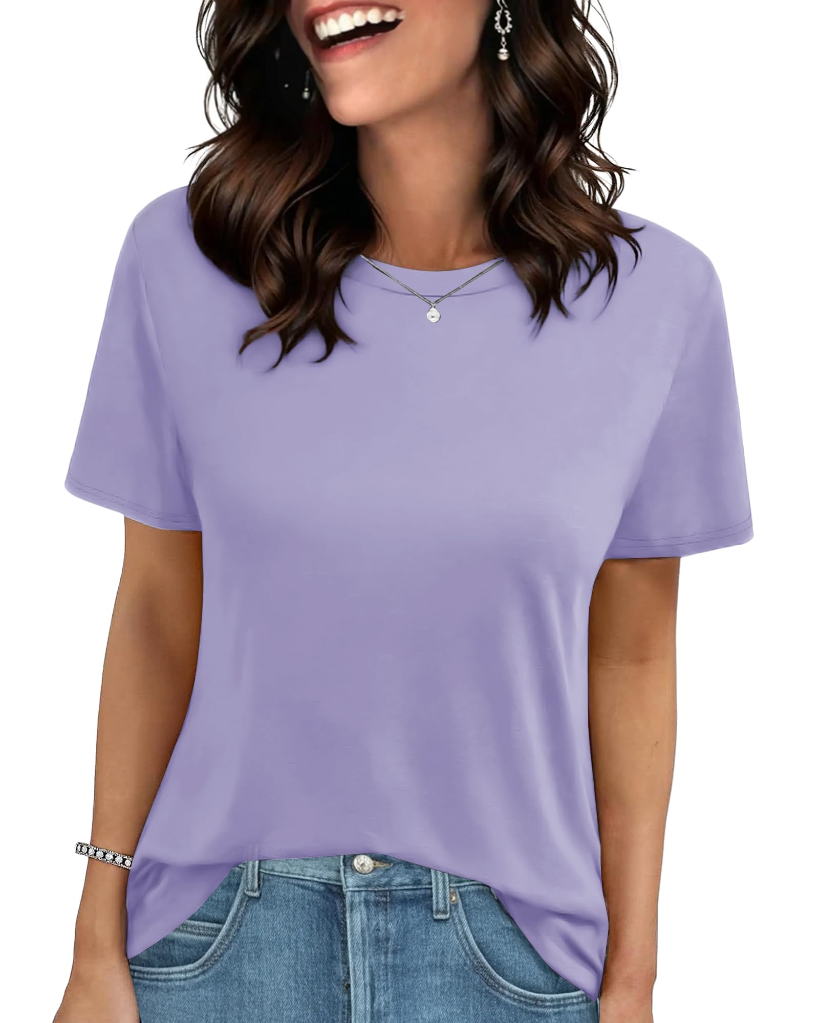 T Shirts for Women - Short Sleeve Spring Summer Tops Soft Basic Tees Beach Vacation Clothes for Casual 2026