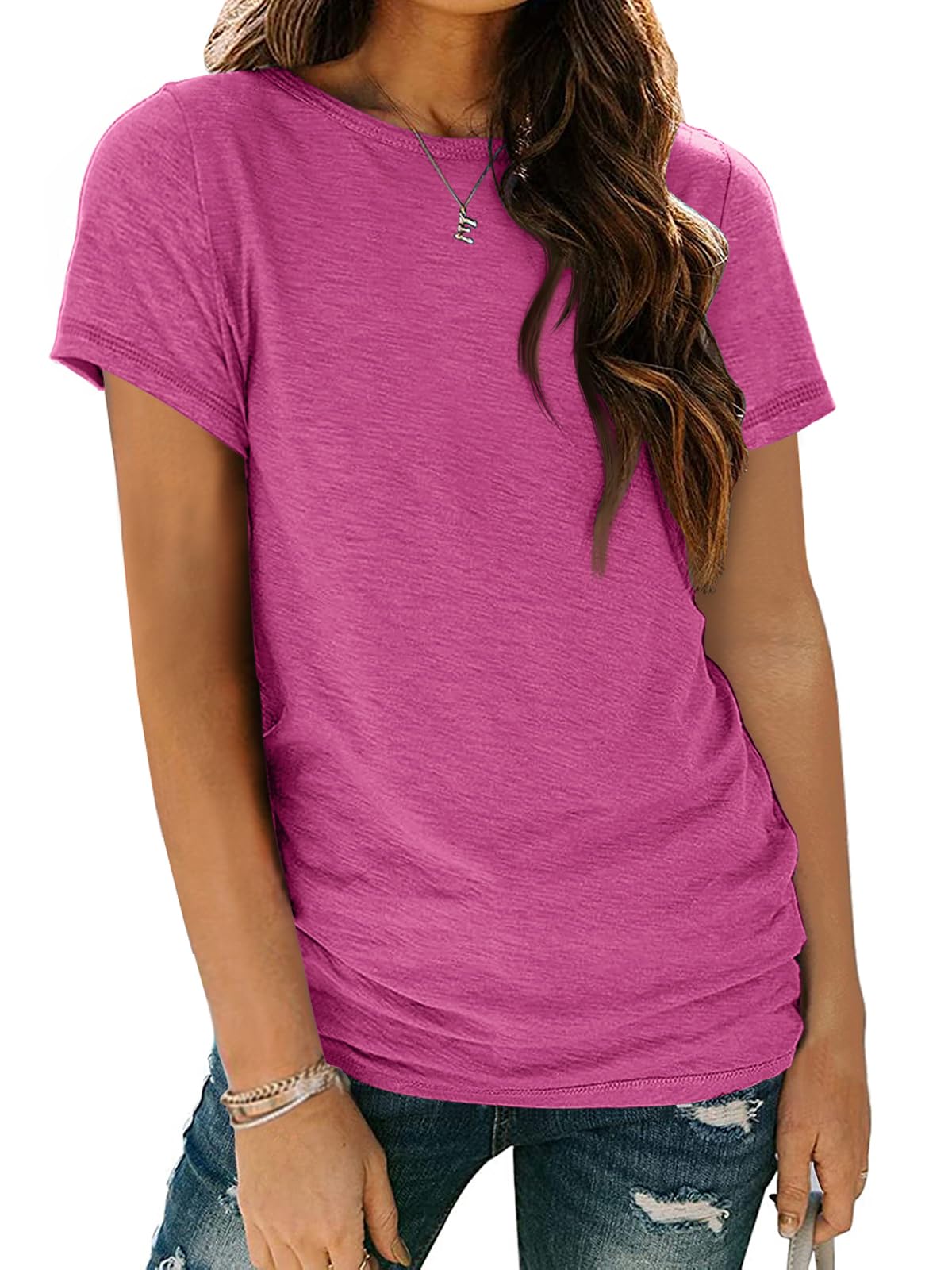 Women's Short Sleeve Shirts Summer Tops Crew Neck Basic Tees Casual Tshirts