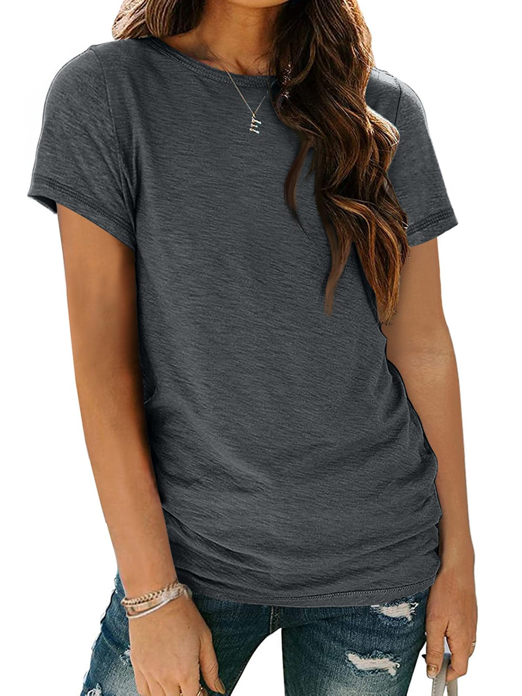 Women's Short Sleeve Shirts Summer Tops Crew Neck Basic Tees Casual Tshirts