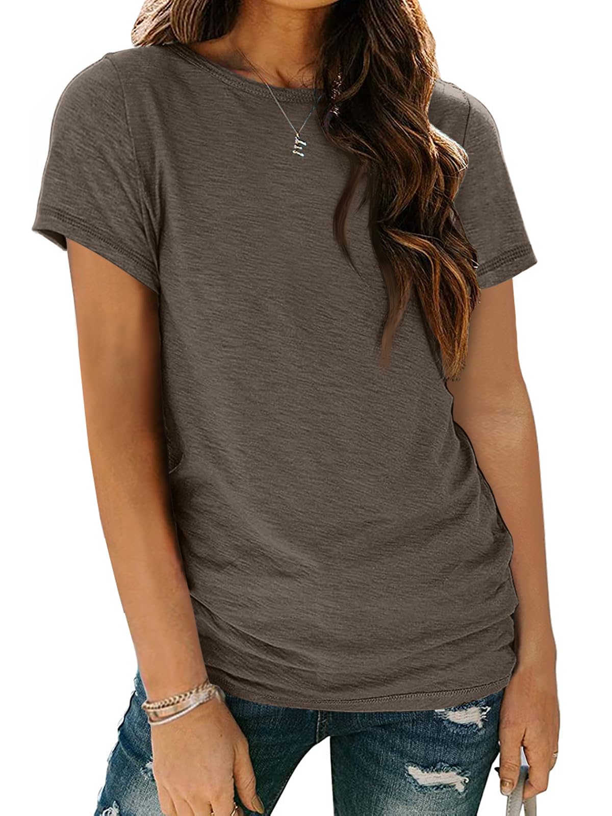 Women's Short Sleeve Shirts Summer Tops Crew Neck Basic Tees Casual Tshirts
