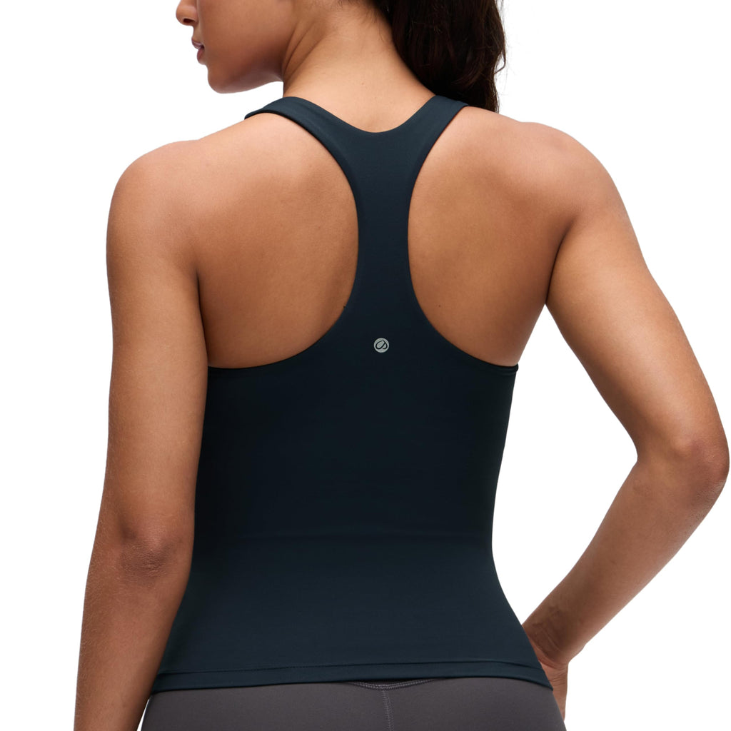 YOGA Racerback Tank Tops | Light Support, Built in Bra, Removable Pads, Yoga, Extremely Soft, Scoop Neck, for Women
