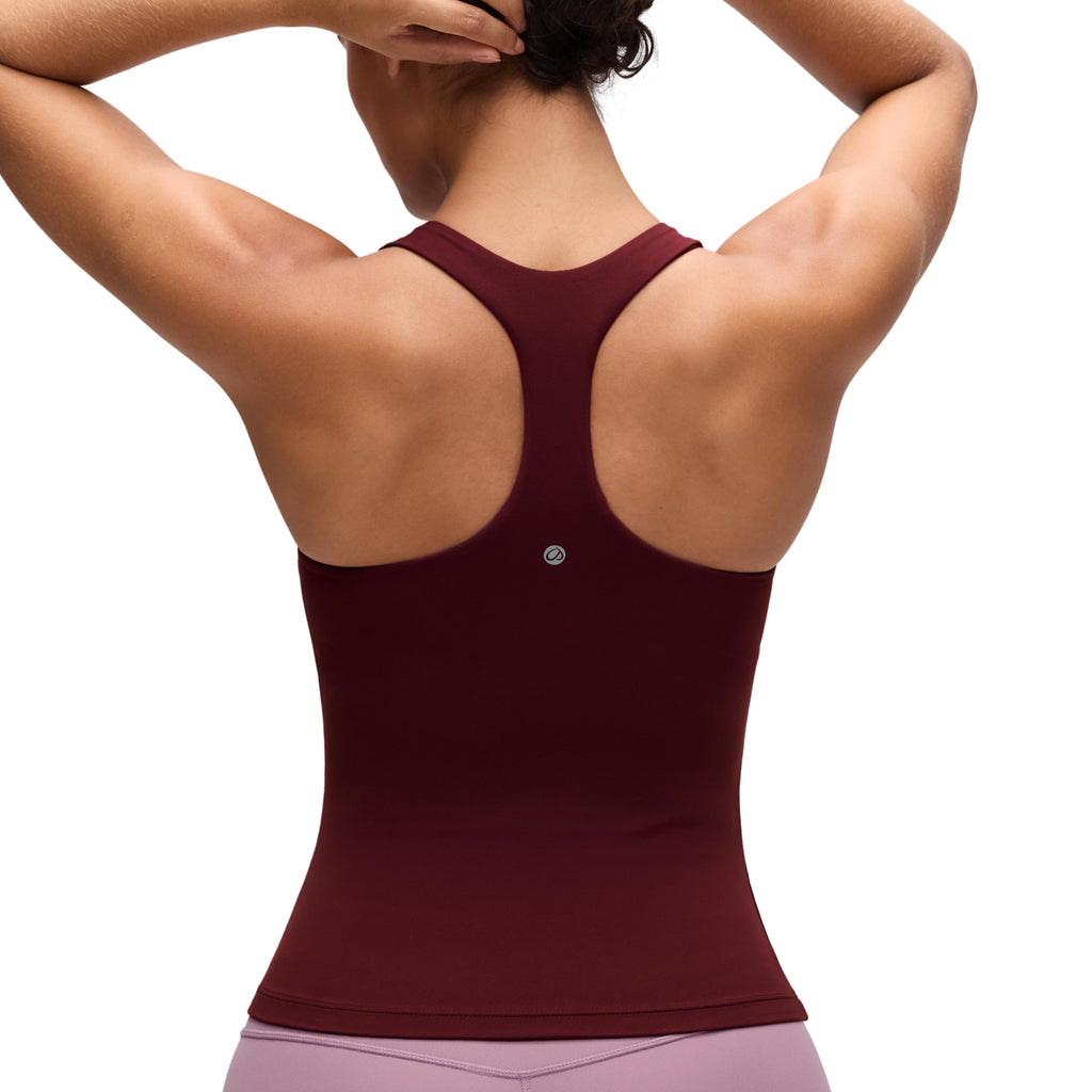 YOGA Racerback Tank Tops | Light Support, Built in Bra, Removable Pads, Yoga, Extremely Soft, Scoop Neck, for Women