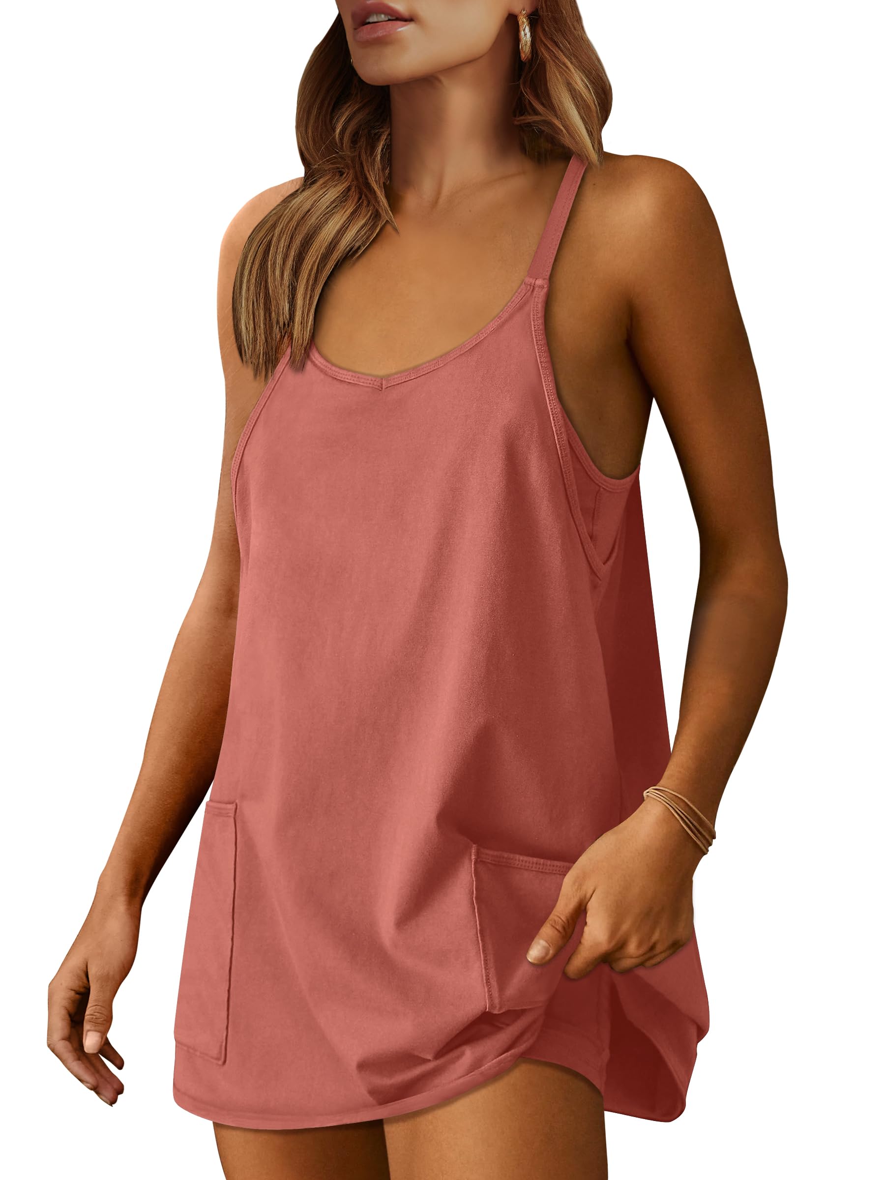 Women Athletic Dress Summer Tennis Workout Active Sports Mini Romper Dress Built in Shorts Travel Vacation Clothes