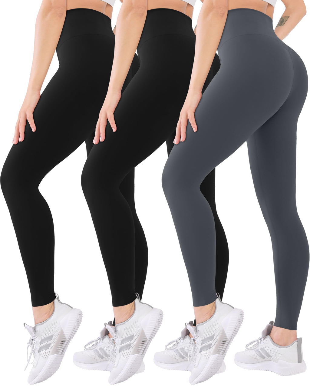 3 Pack High Waisted Leggings for Women with Pockets Soft Active Tummy Control Pants for Yoga Running & Daily Wear