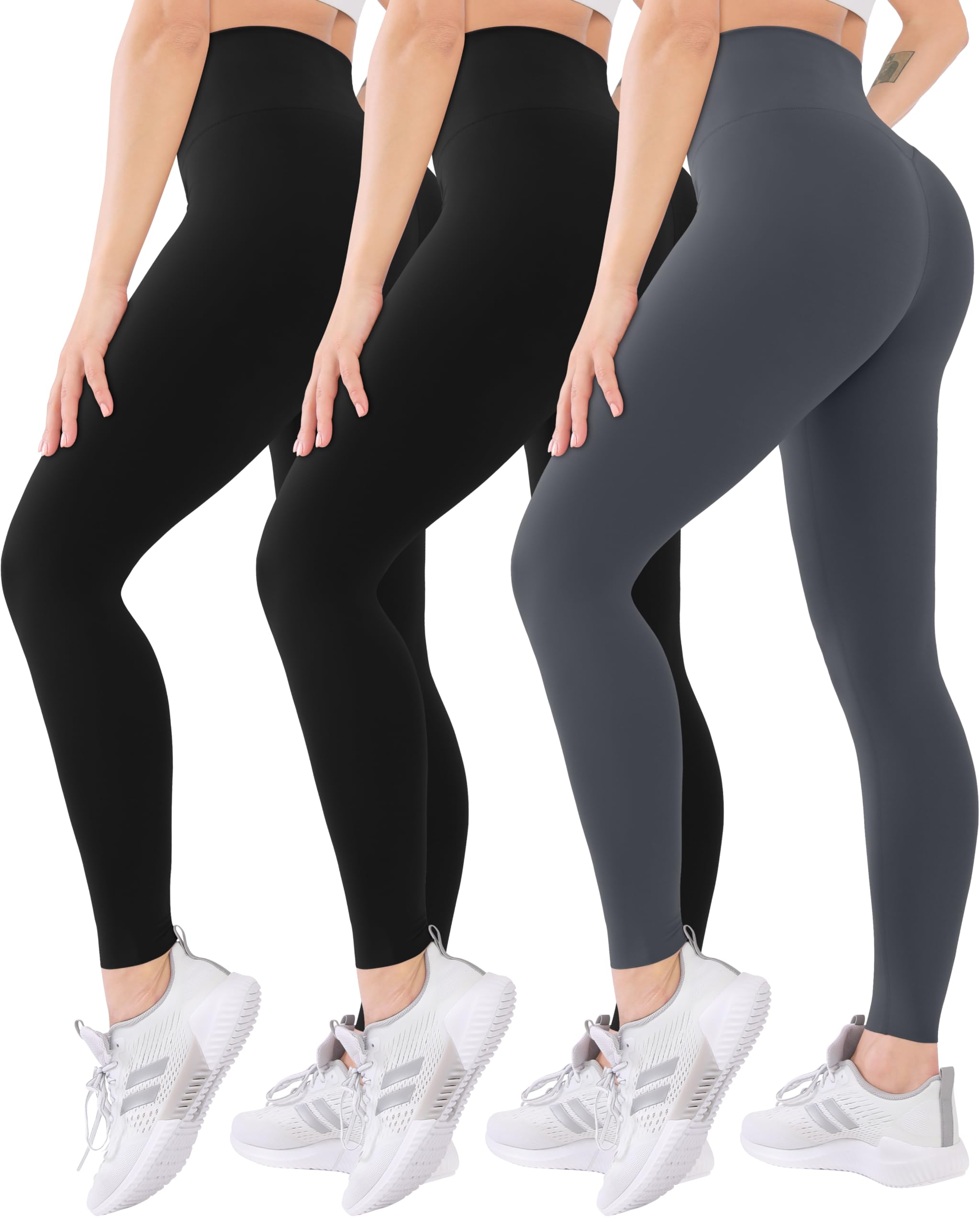3 Pack High Waisted Leggings for Women with Pockets Soft Active Tummy Control Pants for Yoga Running & Daily Wear