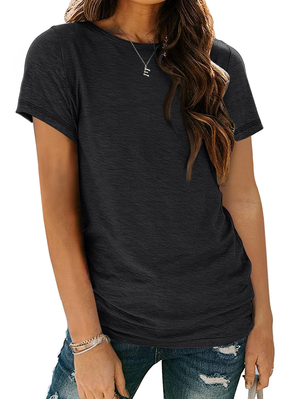 Women's Short Sleeve Shirts Summer Tops Crew Neck Basic Tees Casual Tshirts
