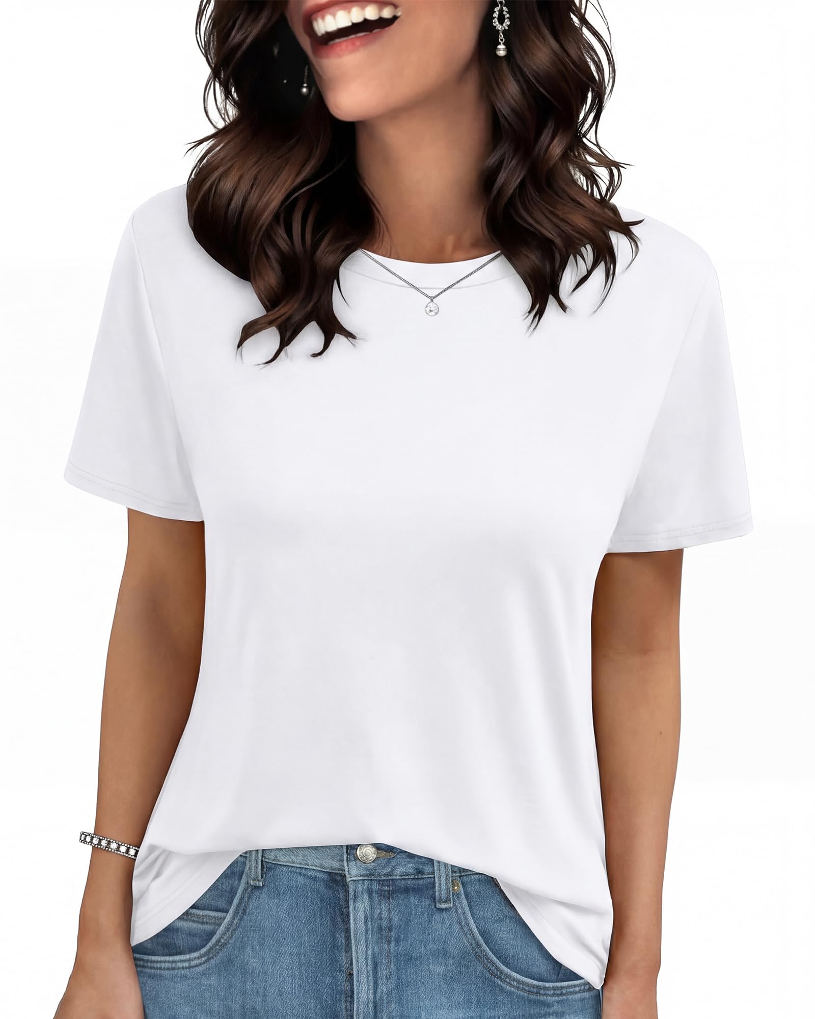 T Shirts for Women - Short Sleeve Spring Summer Tops Soft Basic Tees Beach Vacation Clothes for Casual 2026