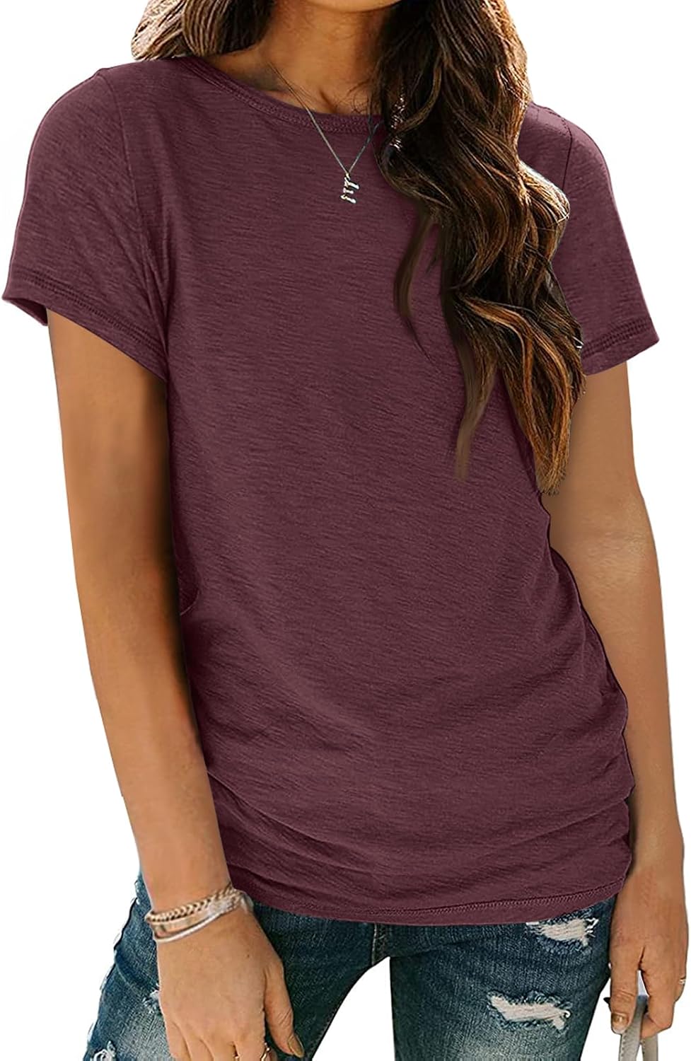 Women's Short Sleeve Shirts Summer Tops Crew Neck Basic Tees Casual Tshirts