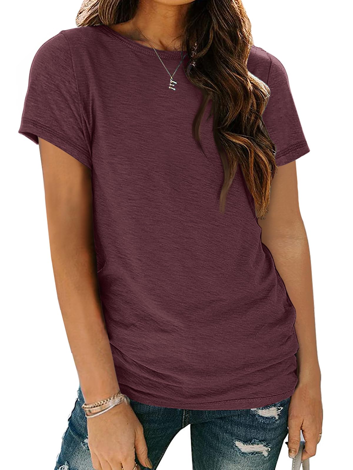 Women's Short Sleeve Shirts Summer Tops Crew Neck Basic Tees Casual Tshirts